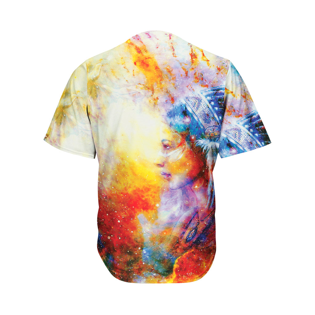 Galaxy Native Indian Woman Print Men's Baseball Jersey