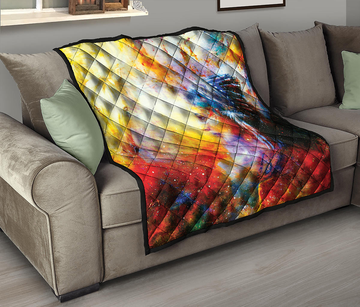 Galaxy Native Indian Woman Print Quilt