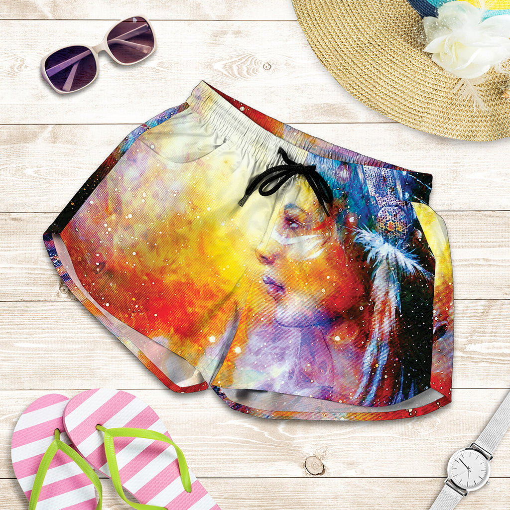 Galaxy Native Indian Woman Print Women's Shorts