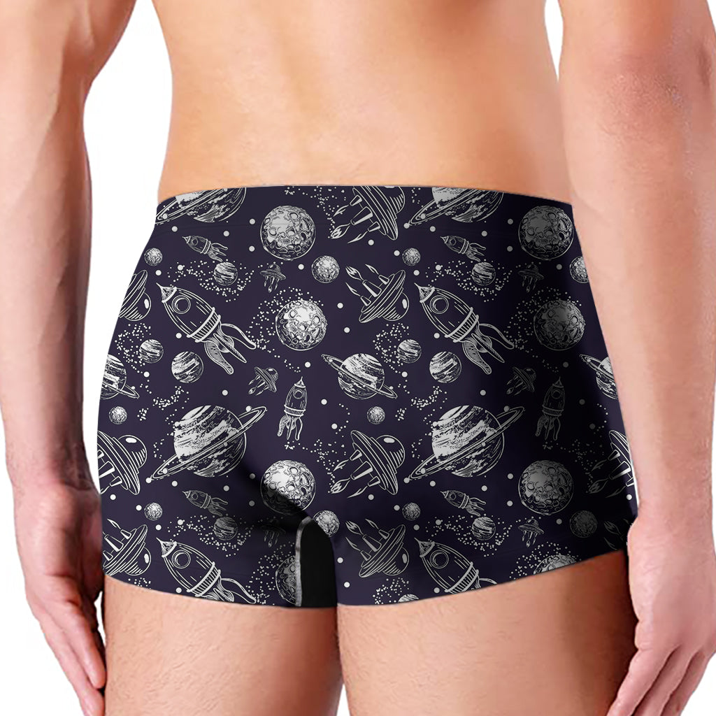 Galaxy UFO Pattern Print Men's Boxer Briefs