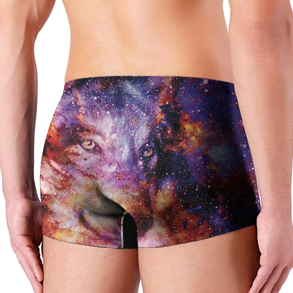 Galaxy Wolf Portrait Print Men's Boxer Briefs