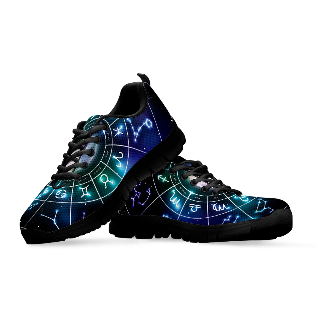 Galaxy Zodiac Wheel Print Black Sneakers