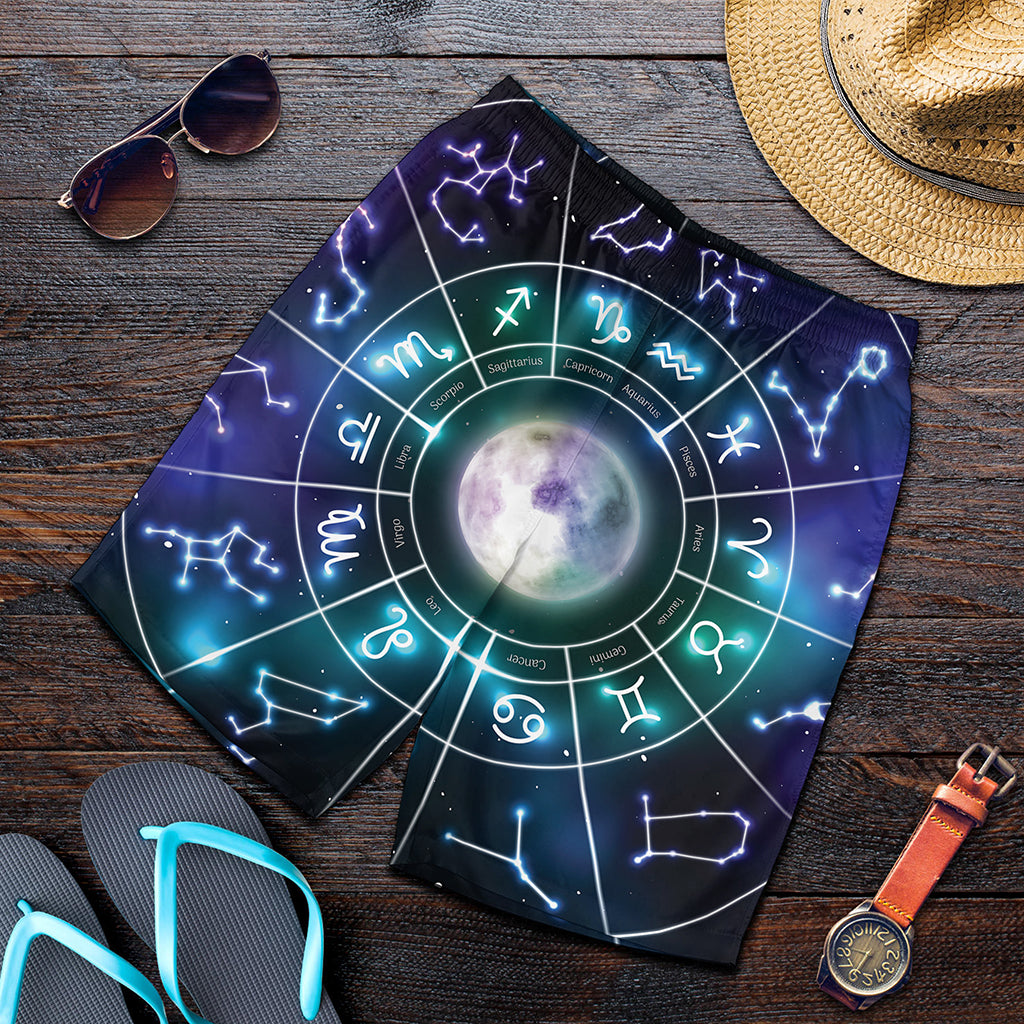 Galaxy Zodiac Wheel Print Men's Shorts