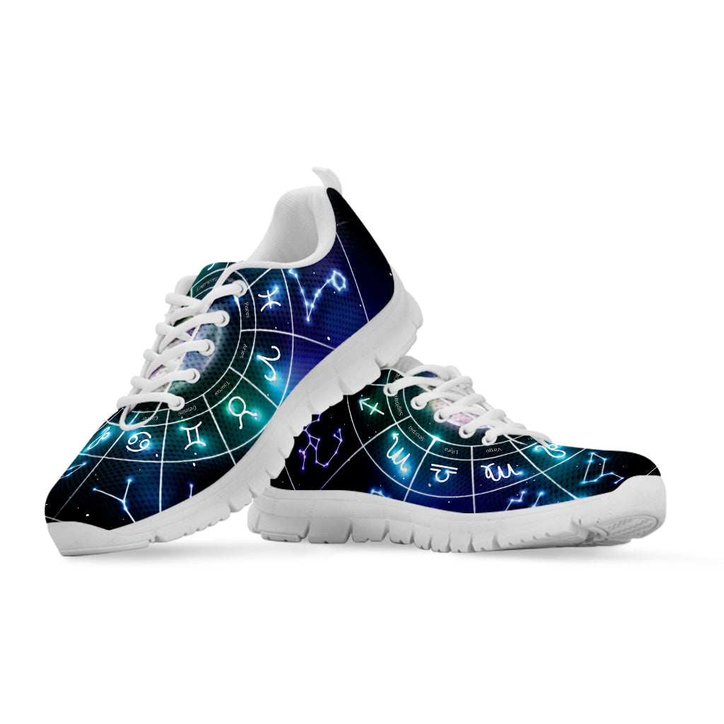 Galaxy Zodiac Wheel Print White Sneakers