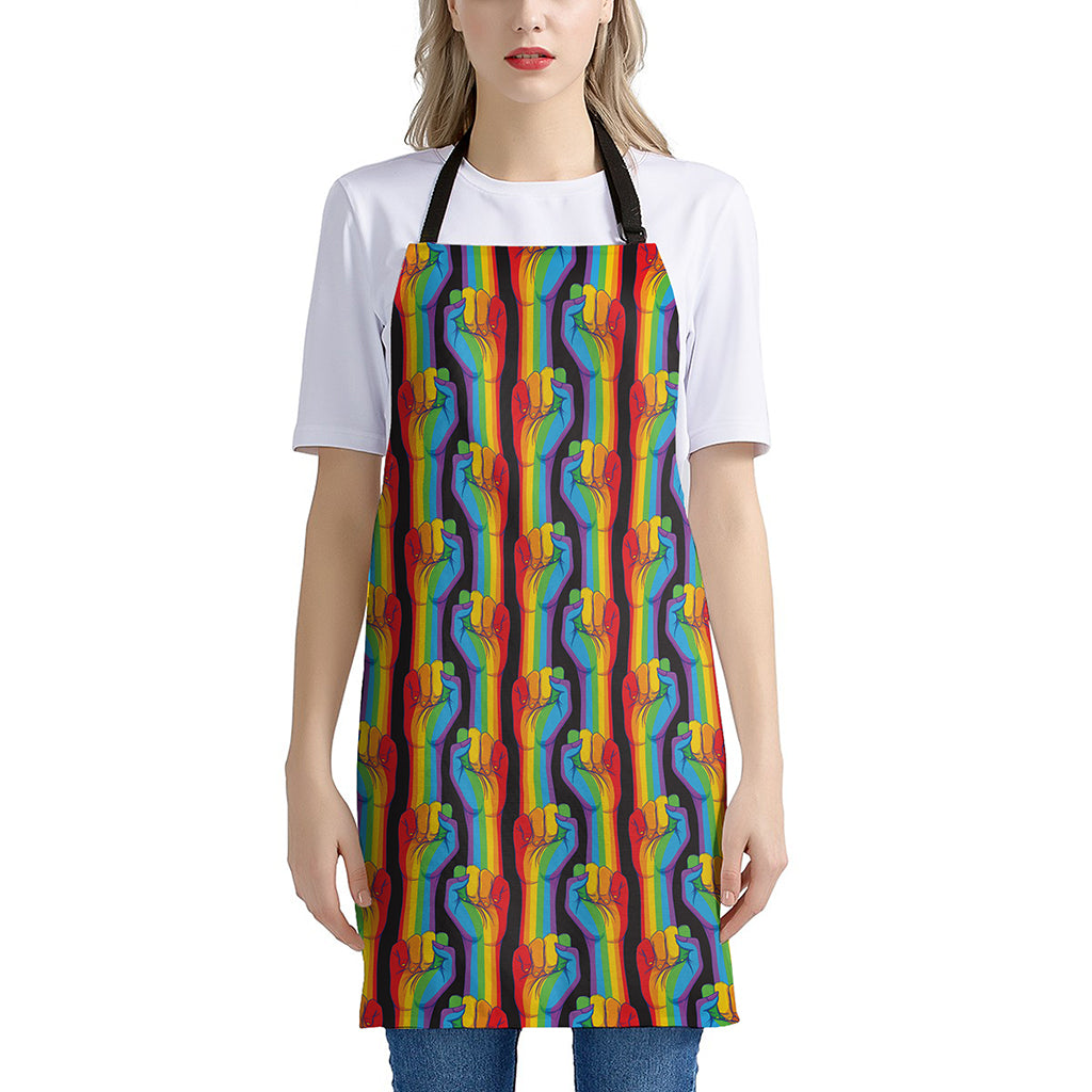 Gay Pride Hand Sign Pattern Print Apron