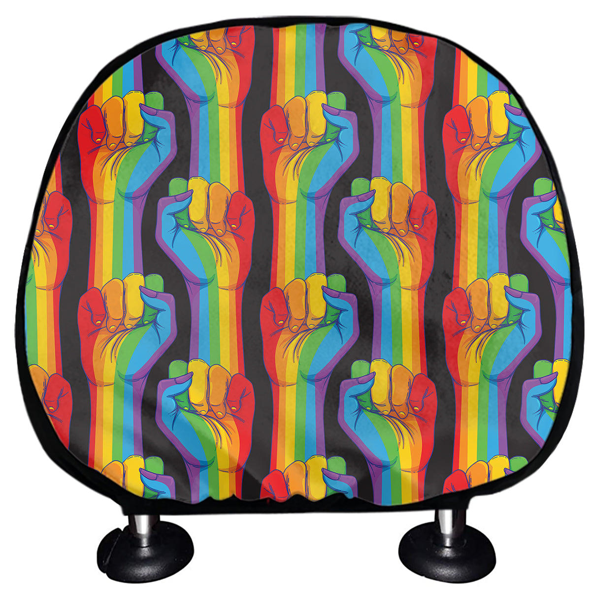 Gay Pride Hand Sign Pattern Print Car Headrest Covers