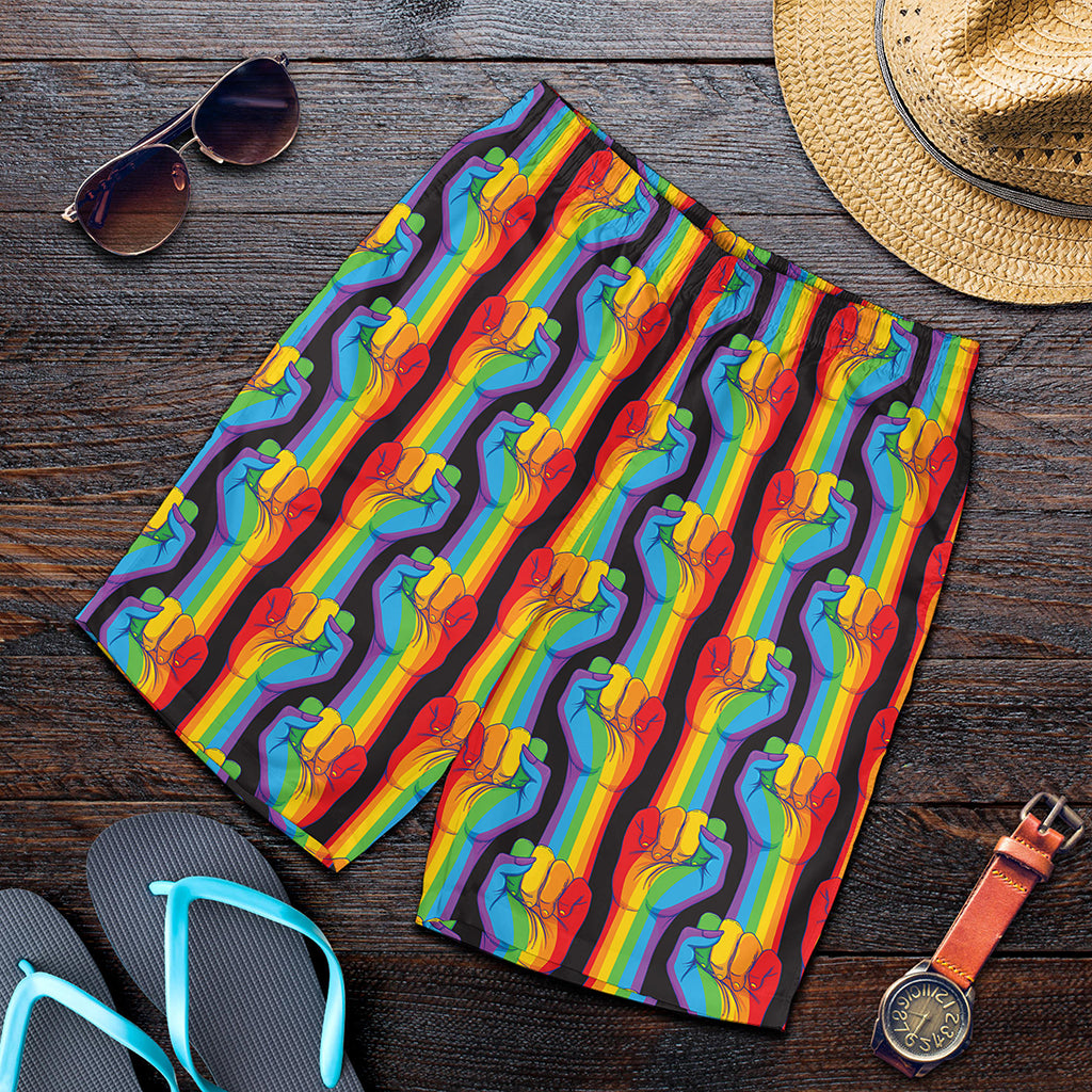 Gay Pride Hand Sign Pattern Print Men's Shorts