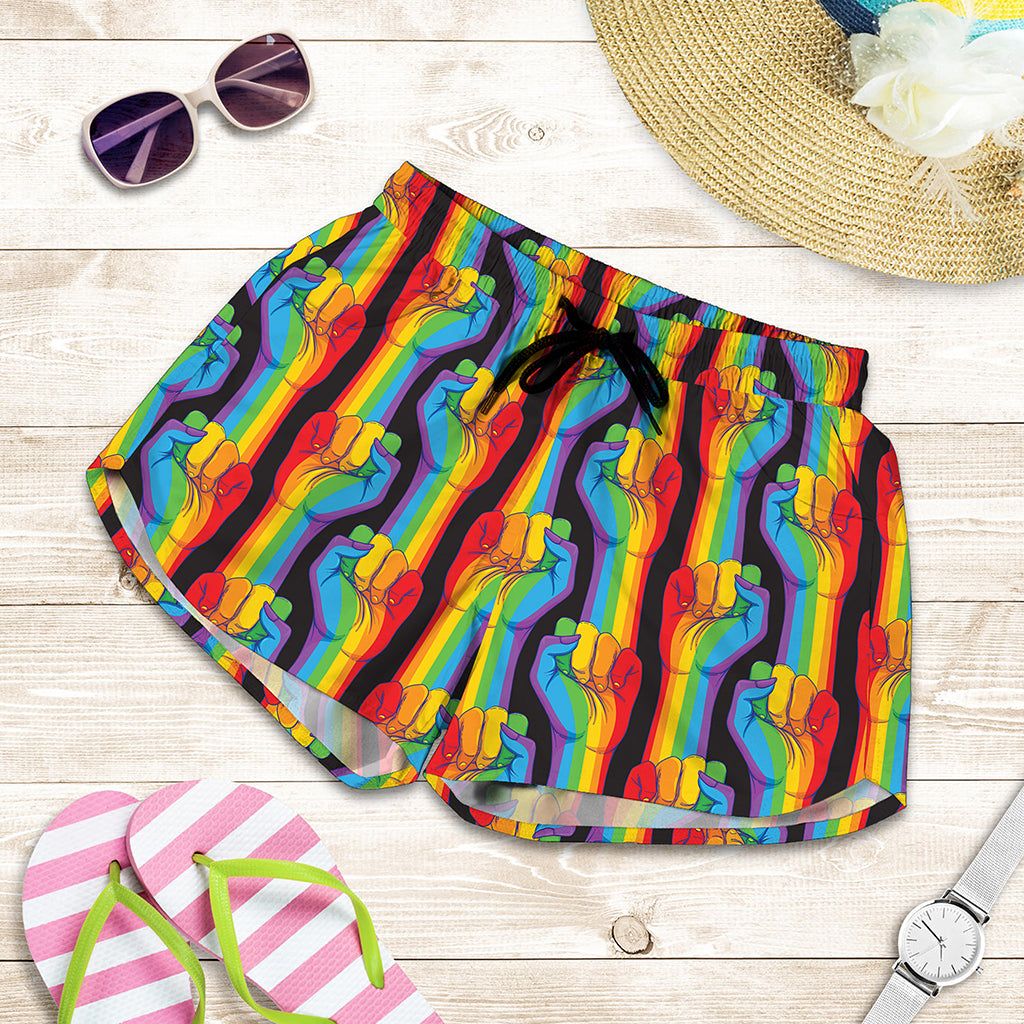 Gay Pride Hand Sign Pattern Print Women's Shorts