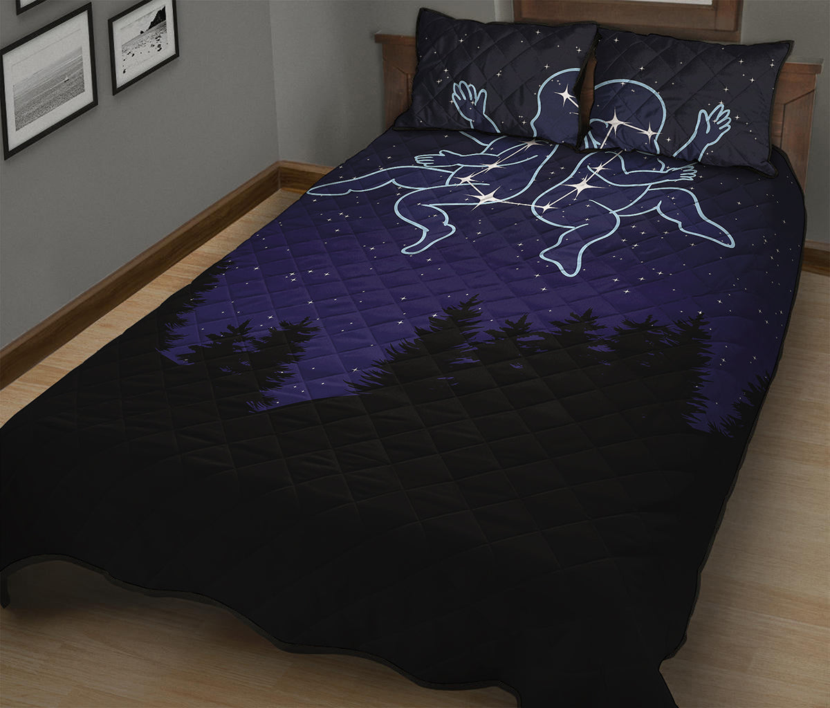Gemini Constellation Print Quilt Bed Set