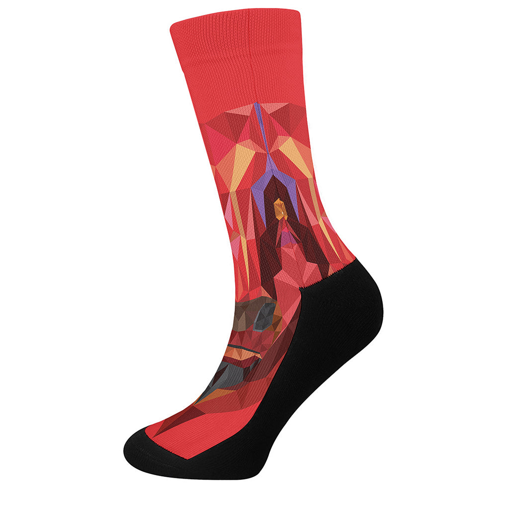 Geometric Bull Skull Print Crew Socks