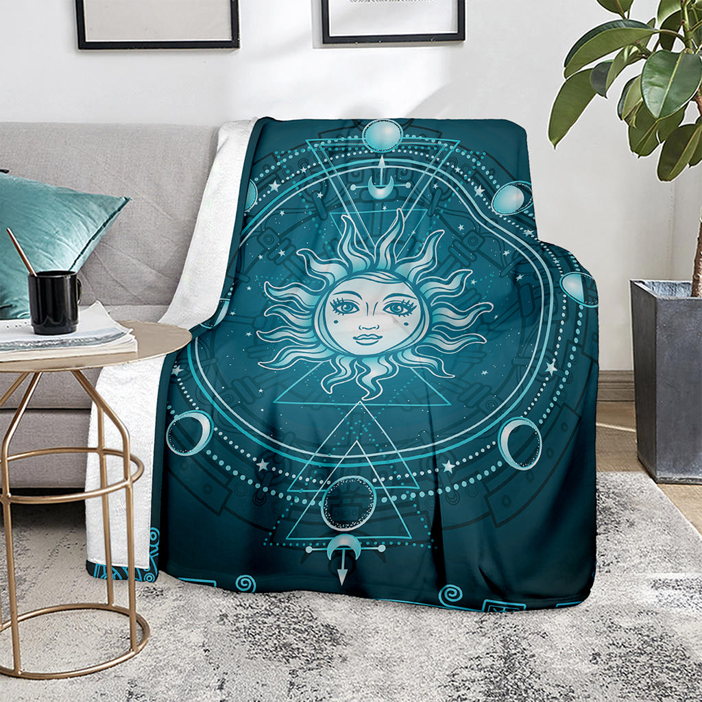 Geometric Celestial Sun And Moon Print Blanket