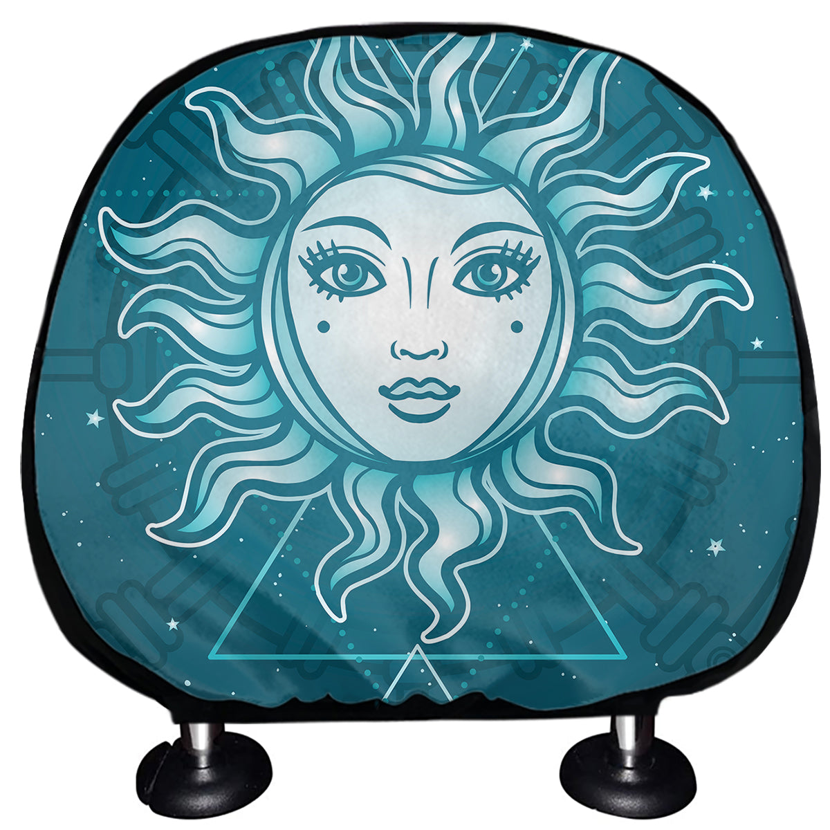 Geometric Celestial Sun And Moon Print Car Headrest Covers