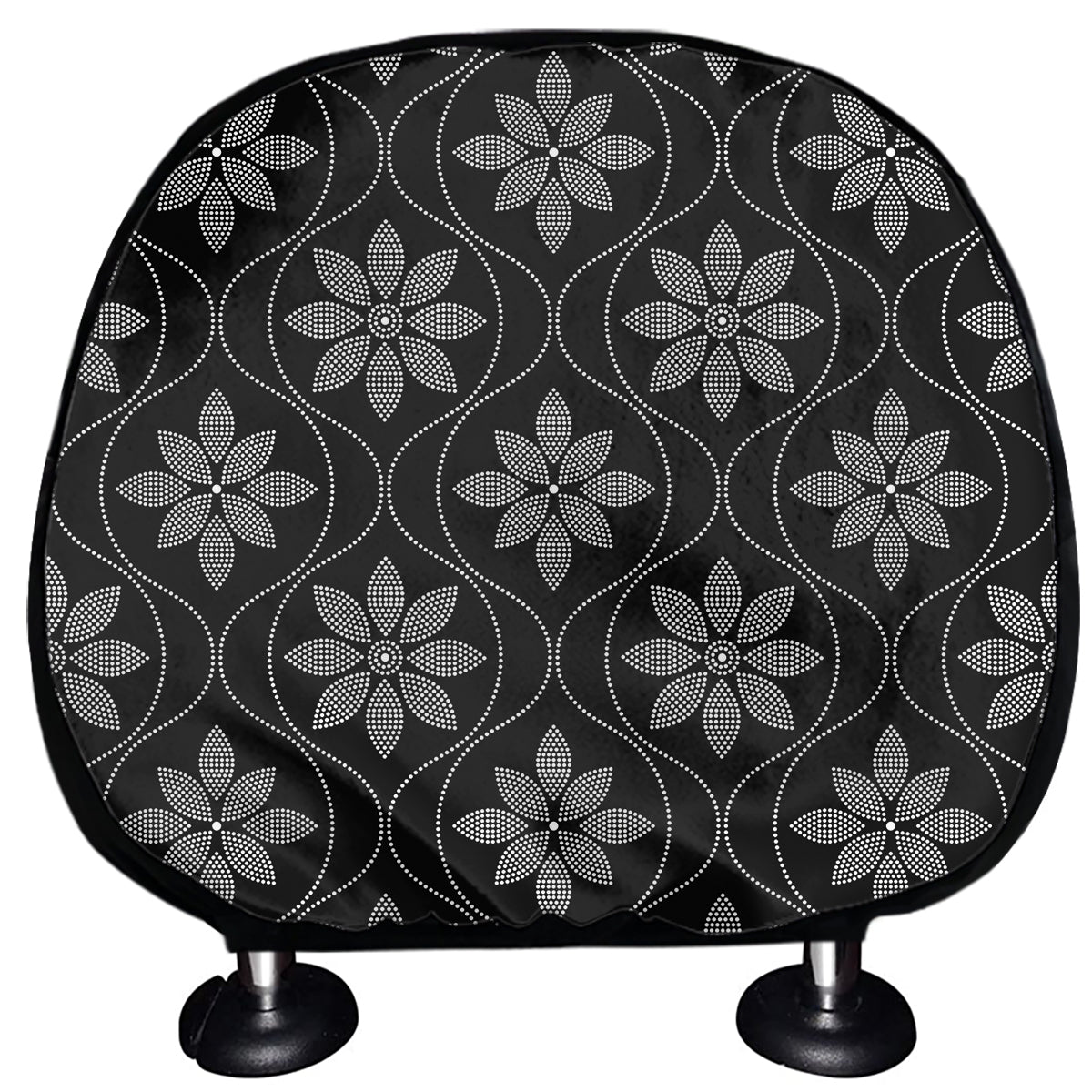 Geometric Dot Flower Pattern Print Car Headrest Covers