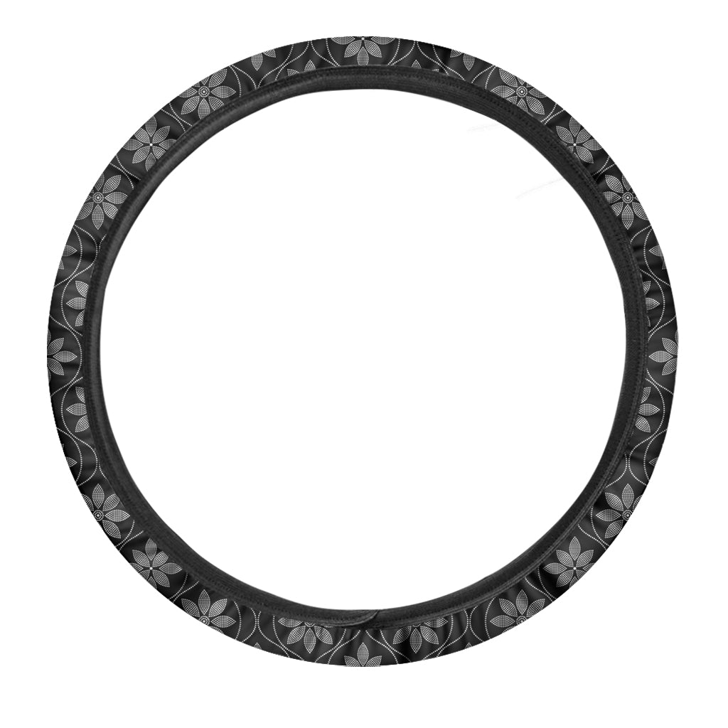 Geometric Dot Flower Pattern Print Car Steering Wheel Cover