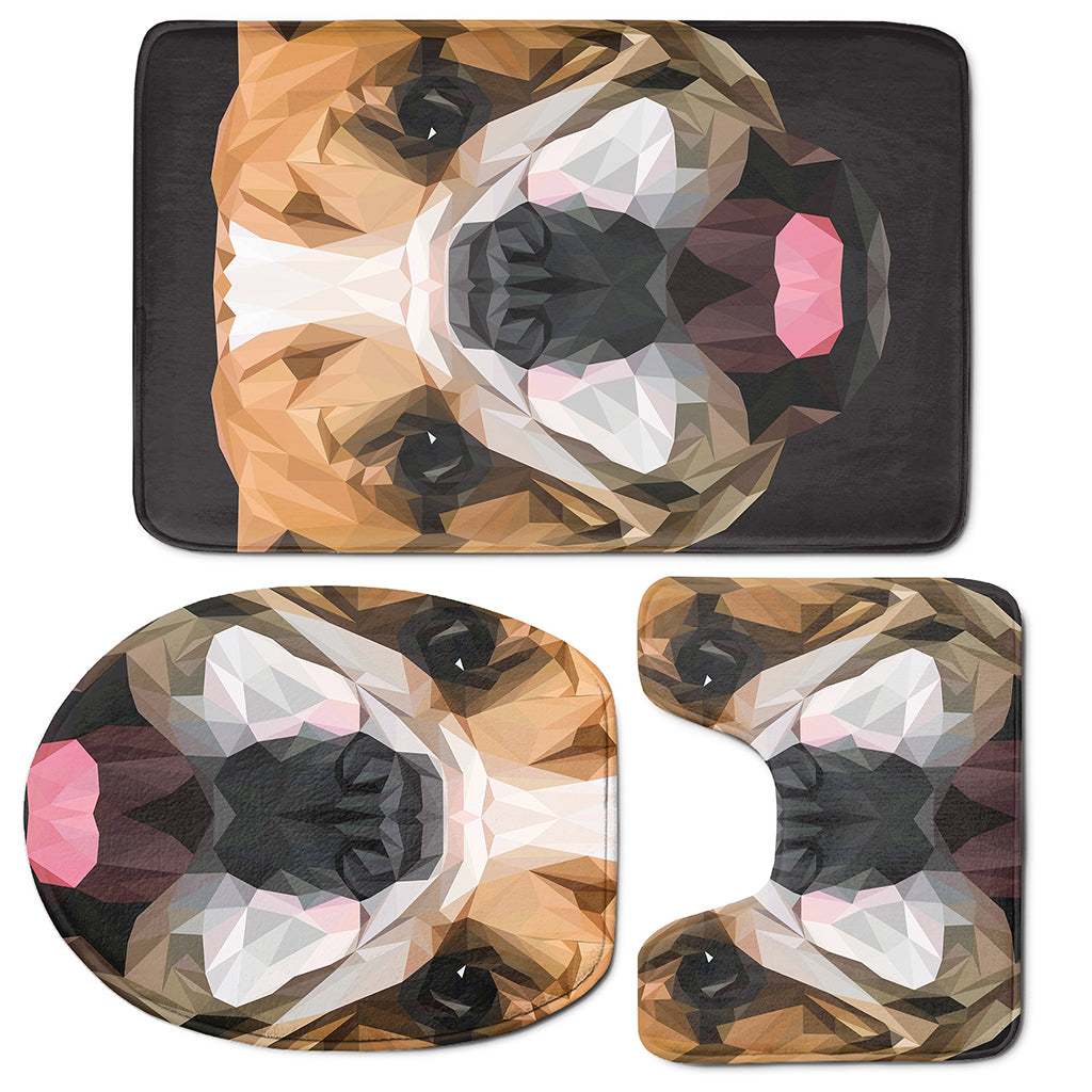 Geometric English Bulldog Print 3 Piece Bath Mat Set