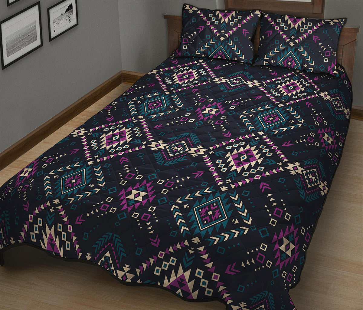Geometric Ethnic Navajo Pattern Print Quilt Bed Set