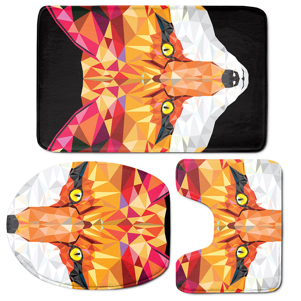 Geometric Fox Print 3 Piece Bath Mat Set