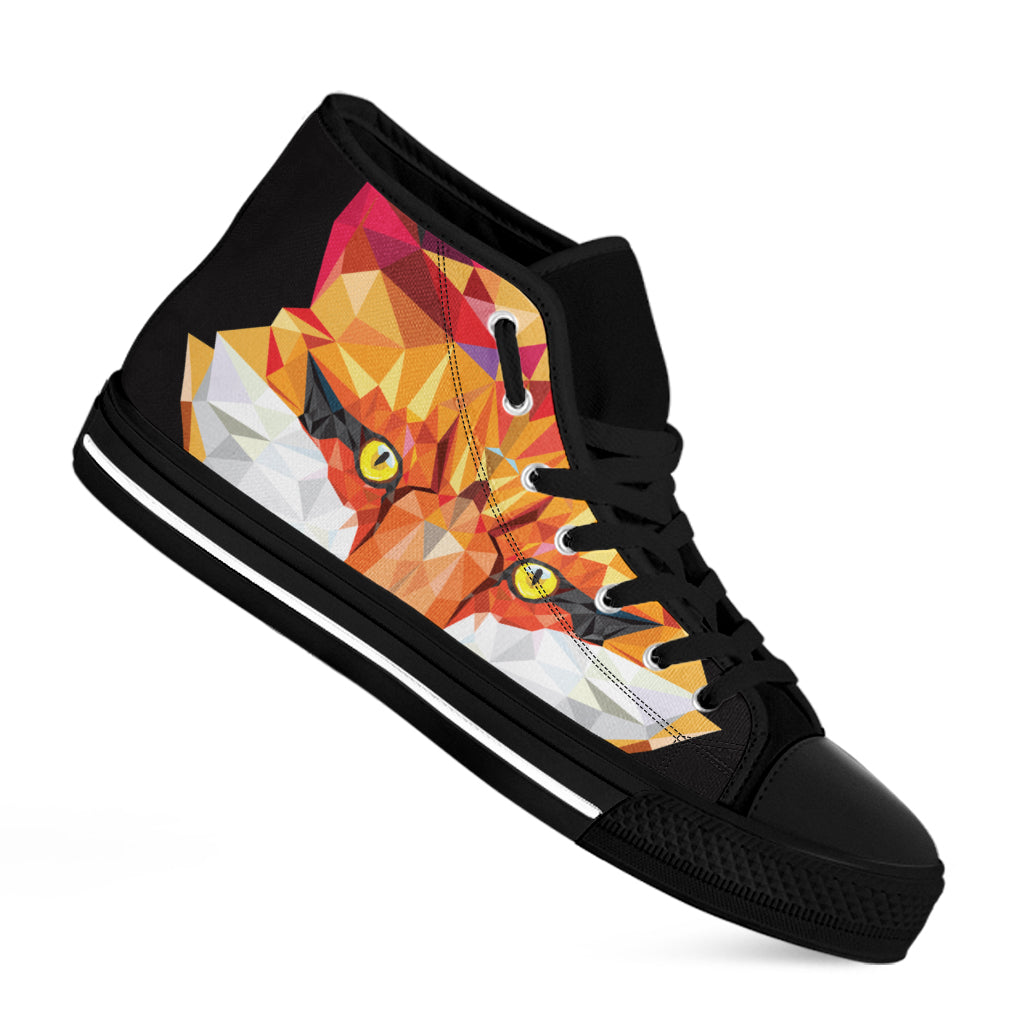 Geometric Fox Print Black High Top Shoes