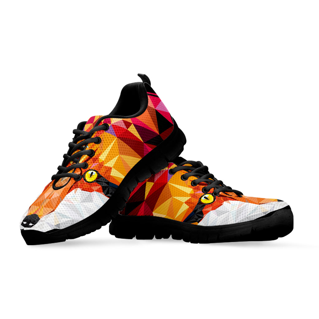 Geometric Fox Print Black Sneakers