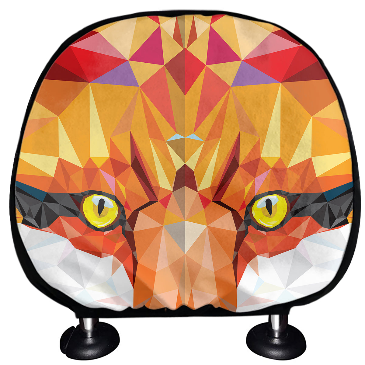 Geometric Fox Print Car Headrest Covers