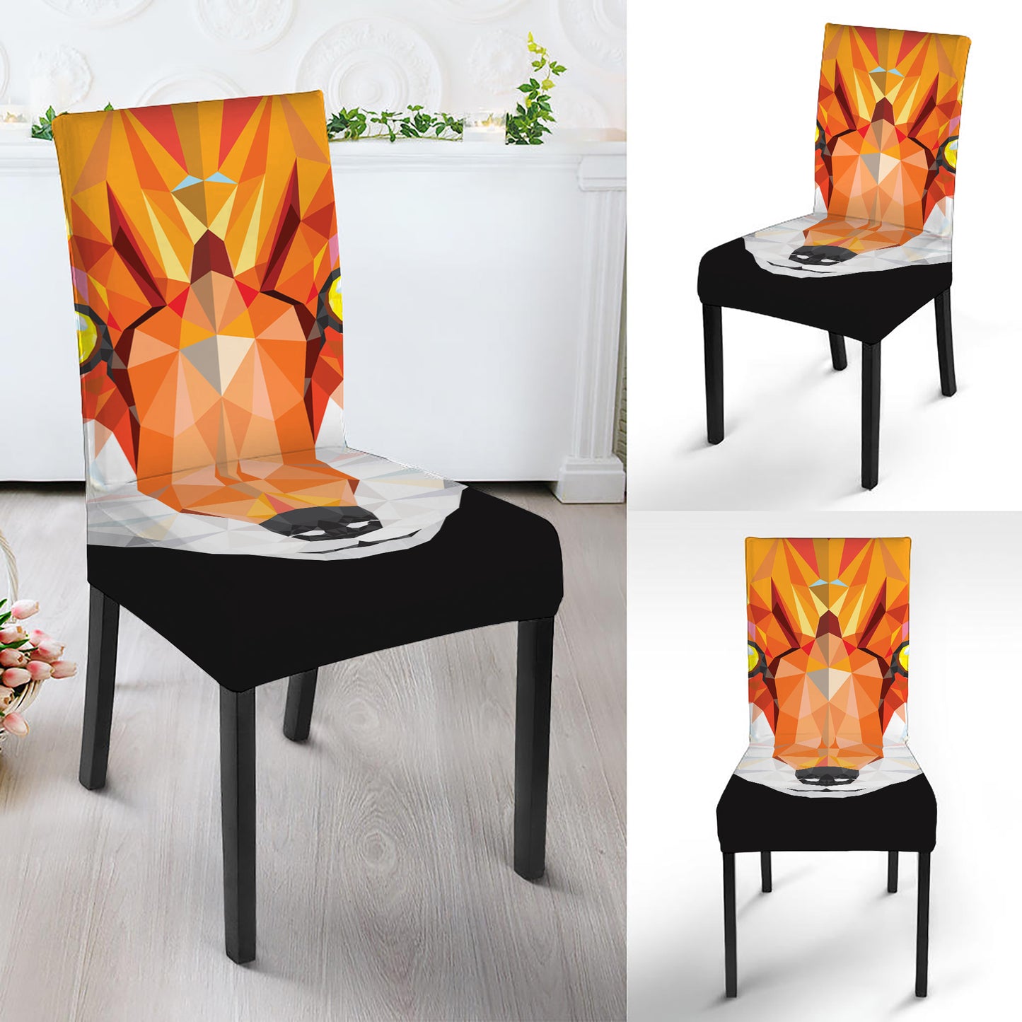 Geometric Fox Print Dining Chair Slipcover