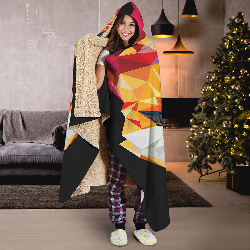 Geometric Fox Print Hooded Blanket