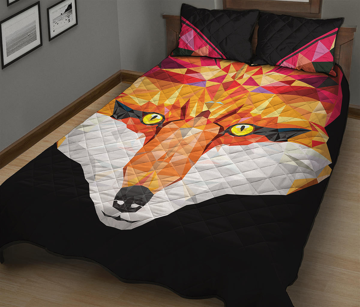Geometric Fox Print Quilt Bed Set