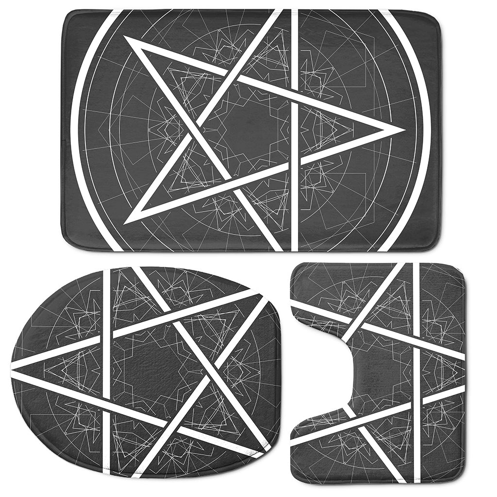 Geometric Inverted Pentagram Print 3 Piece Bath Mat Set
