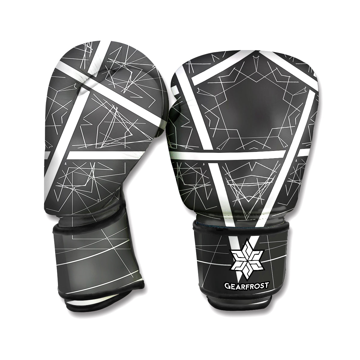 Geometric Inverted Pentagram Print Boxing Gloves