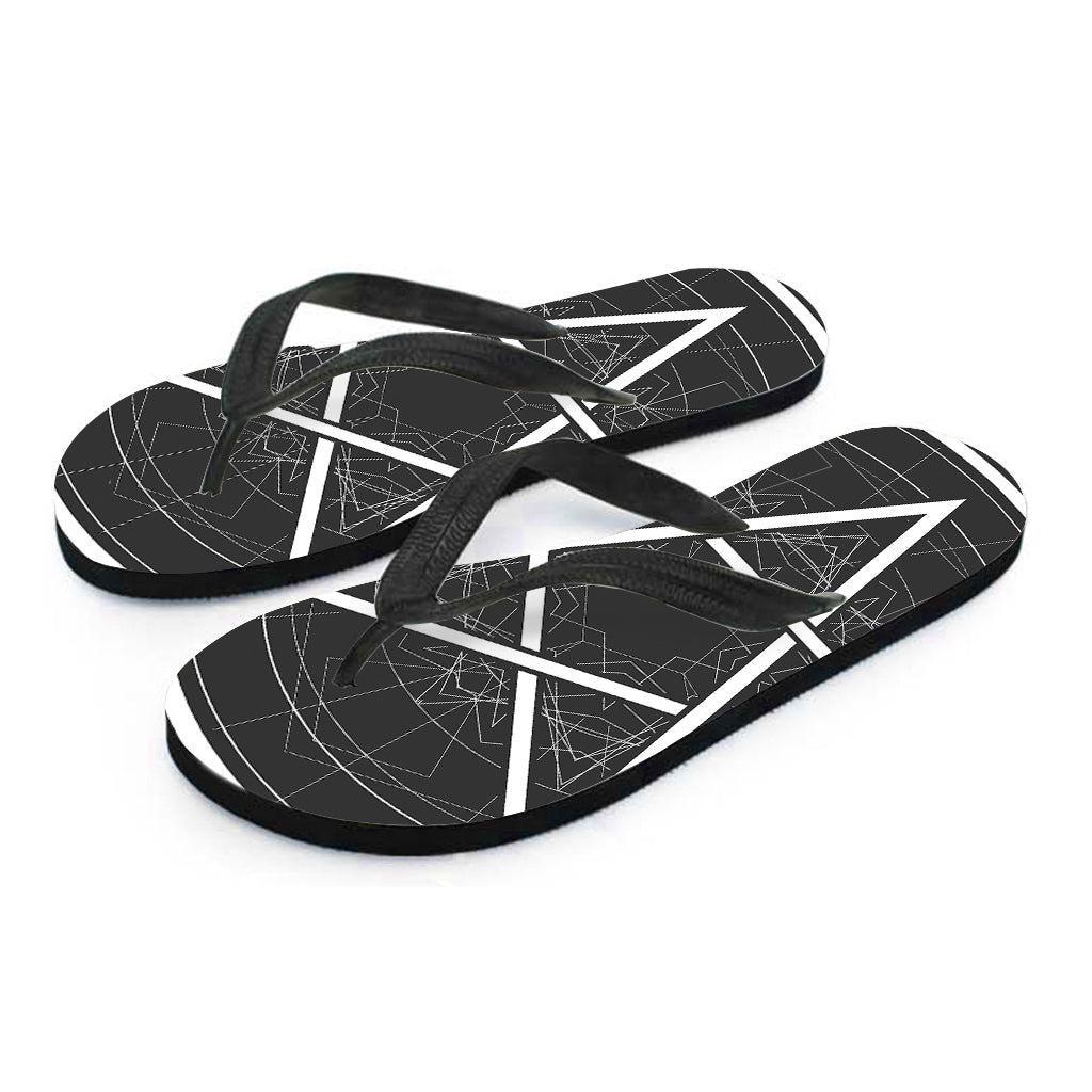 Geometric Inverted Pentagram Print Flip Flops