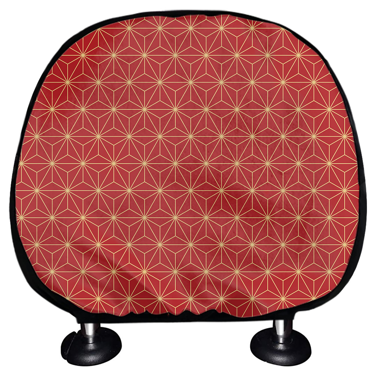 Geometric Japanese Floral Pattern Print Car Headrest Covers