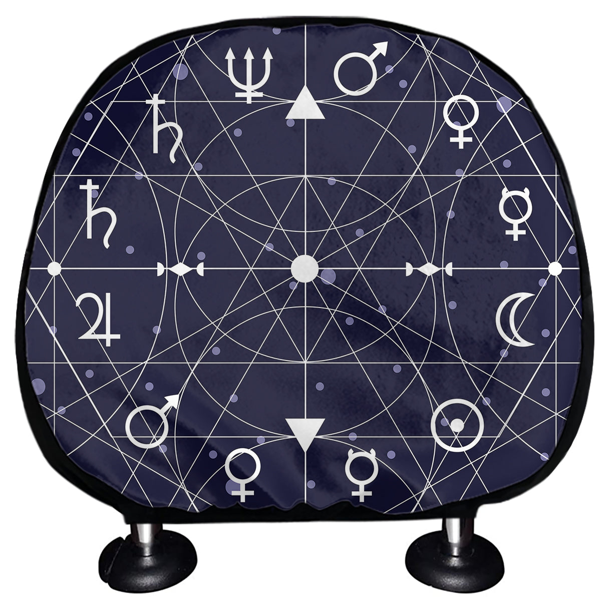 Geometric Moon Phase Print Car Headrest Covers
