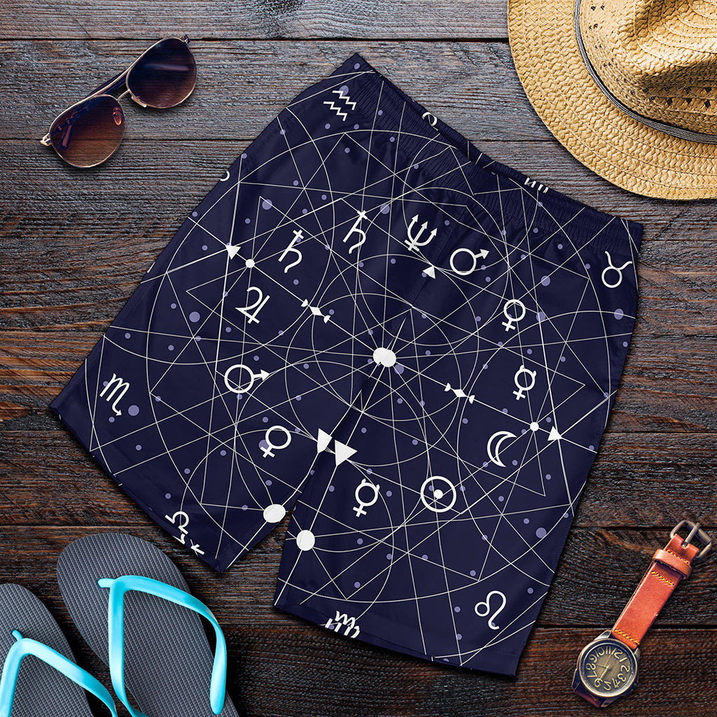 Geometric Moon Phase Print Men's Shorts