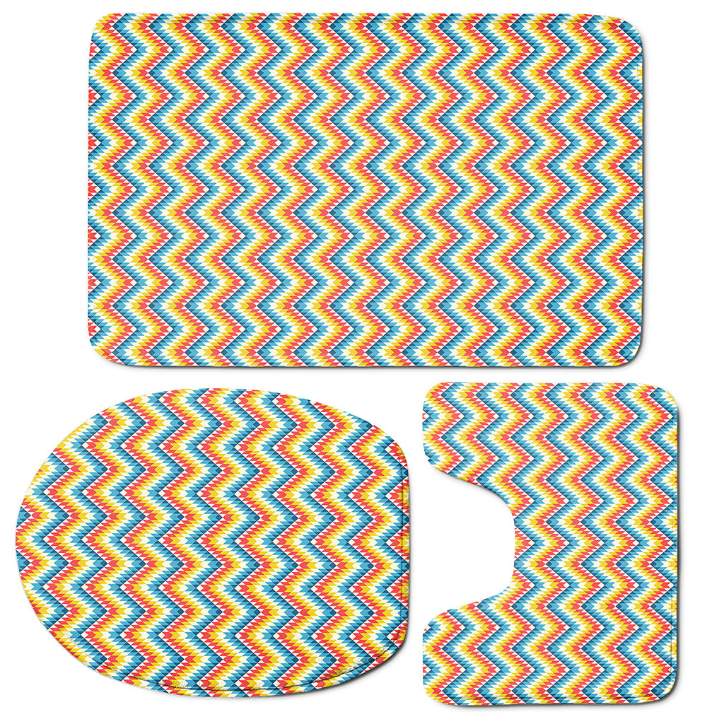 Geometric Native American Pattern Print 3 Piece Bath Mat Set