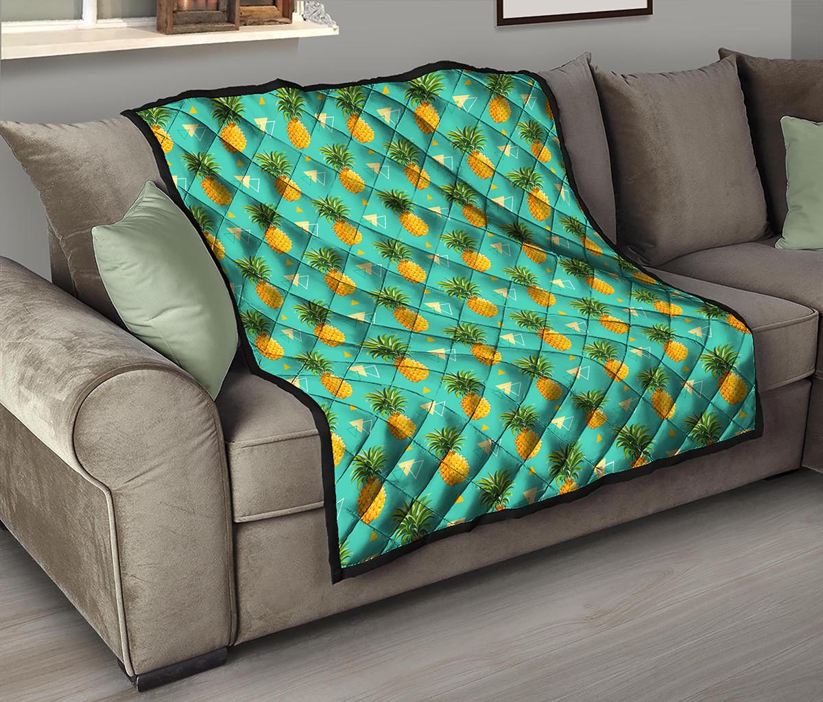 Geometric Pineapple Pattern Print Quilt