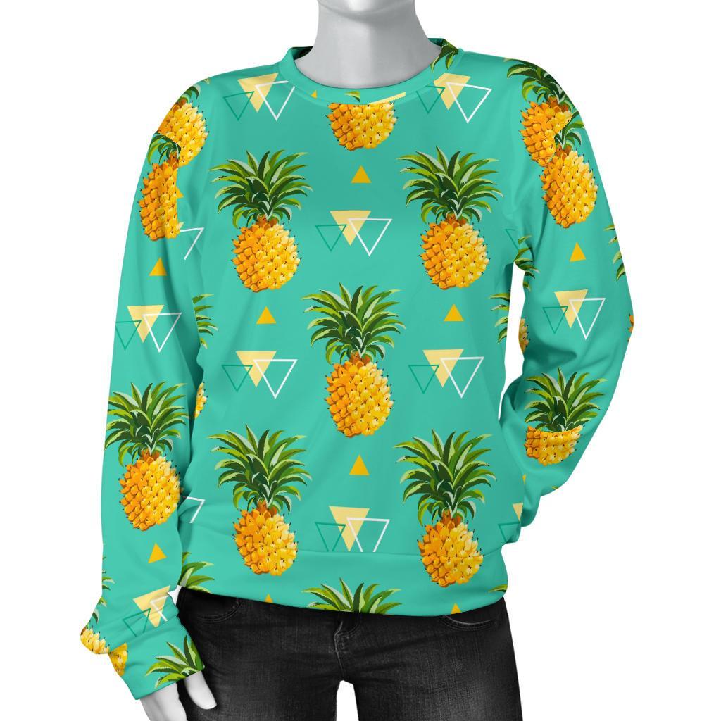 Geometric Pineapple Pattern Print Women's Crewneck Sweatshirt GearFrost
