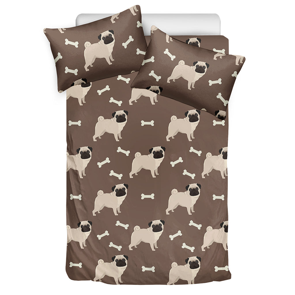 Geometric Pug Pattern Print Duvet Cover Bedding Set