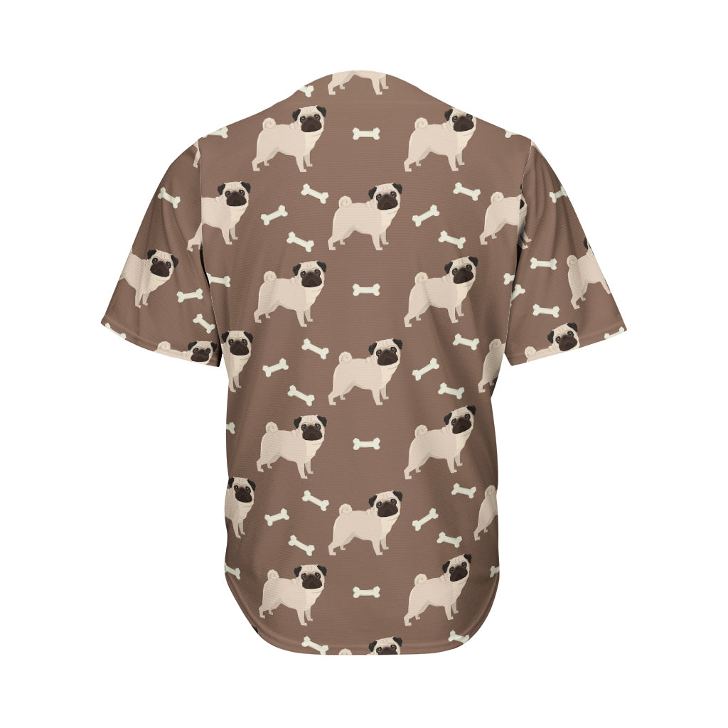 Geometric Pug Pattern Print Men's Baseball Jersey