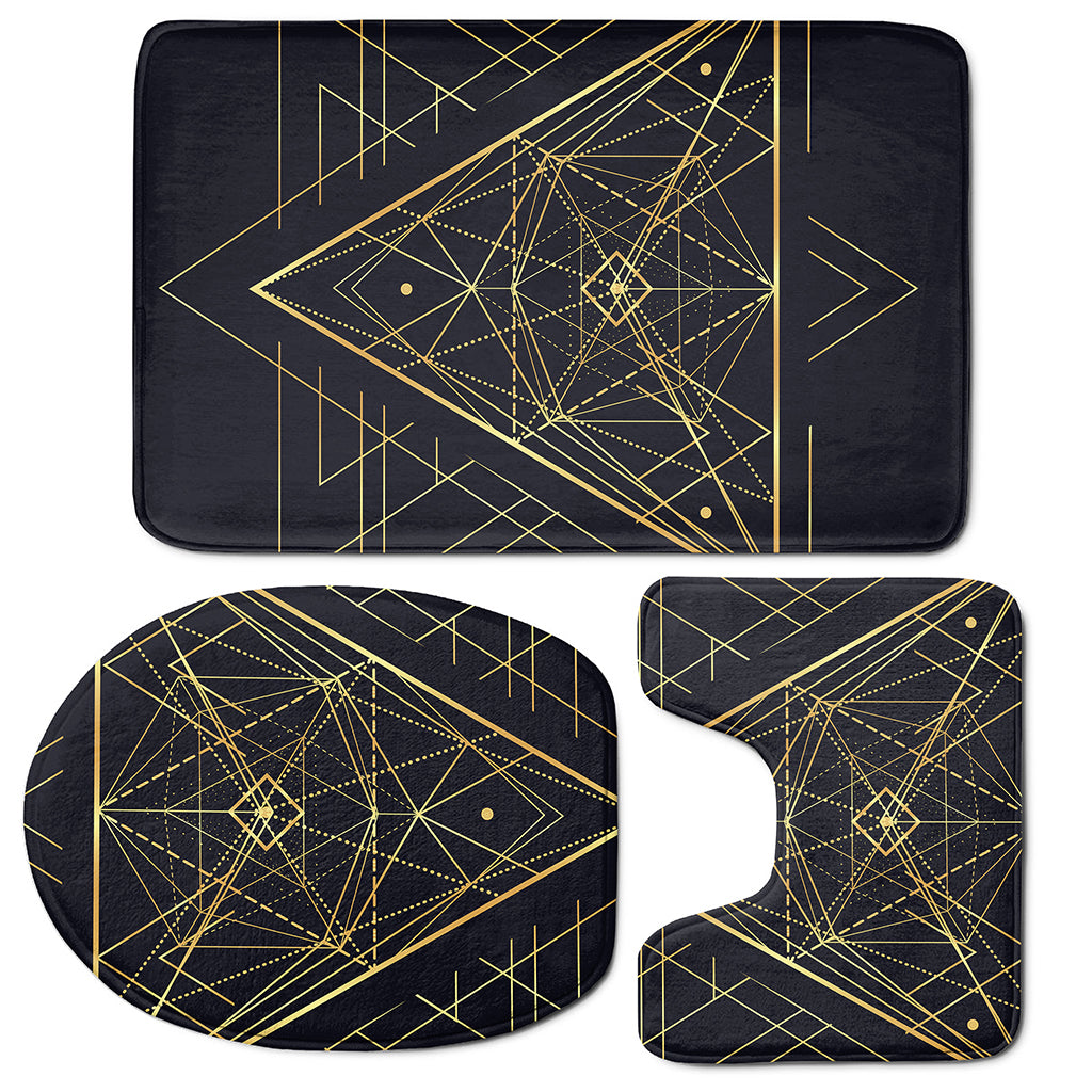 Geometric Pyramid Print 3 Piece Bath Mat Set