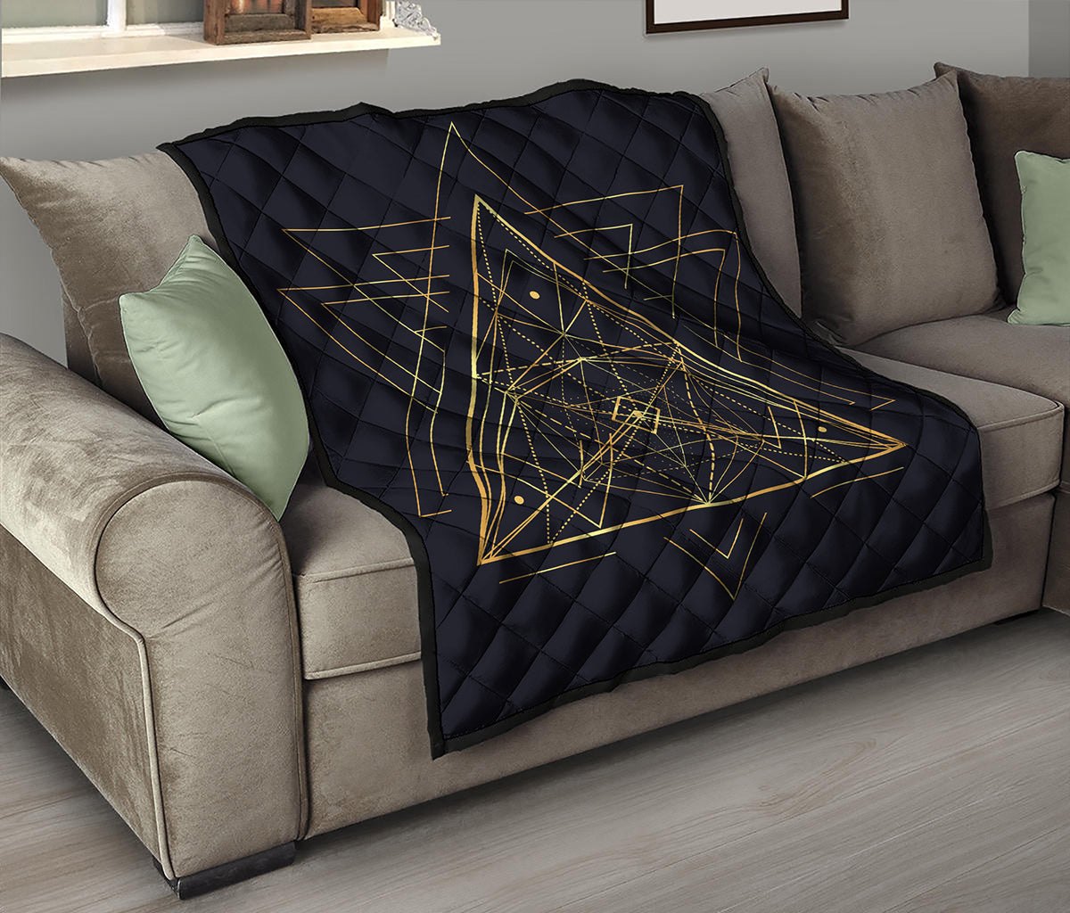 Geometric Pyramid Print Quilt
