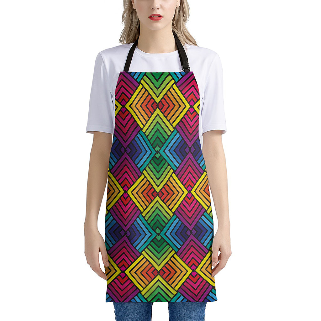 Geometric Rainbow Pattern Print Apron