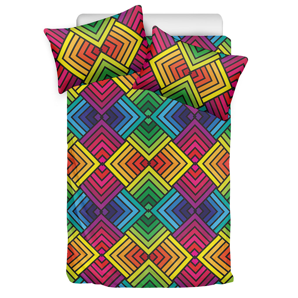 Geometric Rainbow Pattern Print Duvet Cover Bedding Set