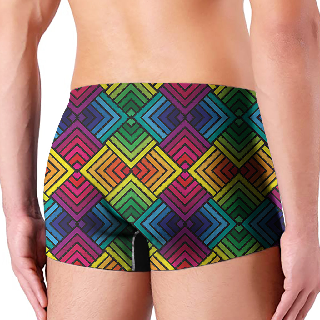 Geometric Rainbow Pattern Print Men's Boxer Briefs