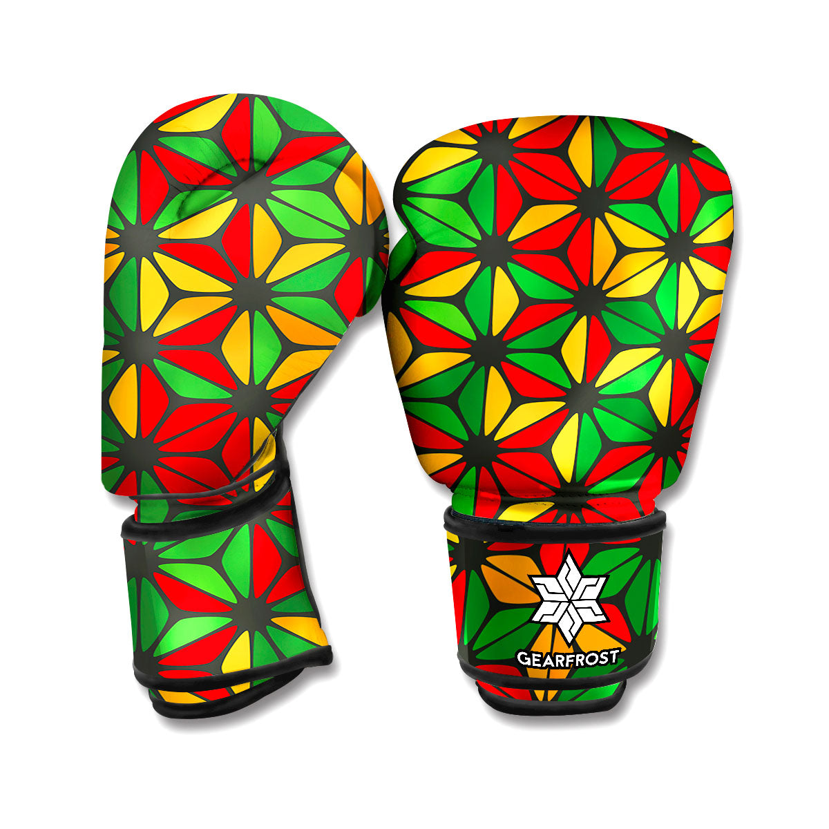 Geometric Reggae Pattern Print Boxing Gloves