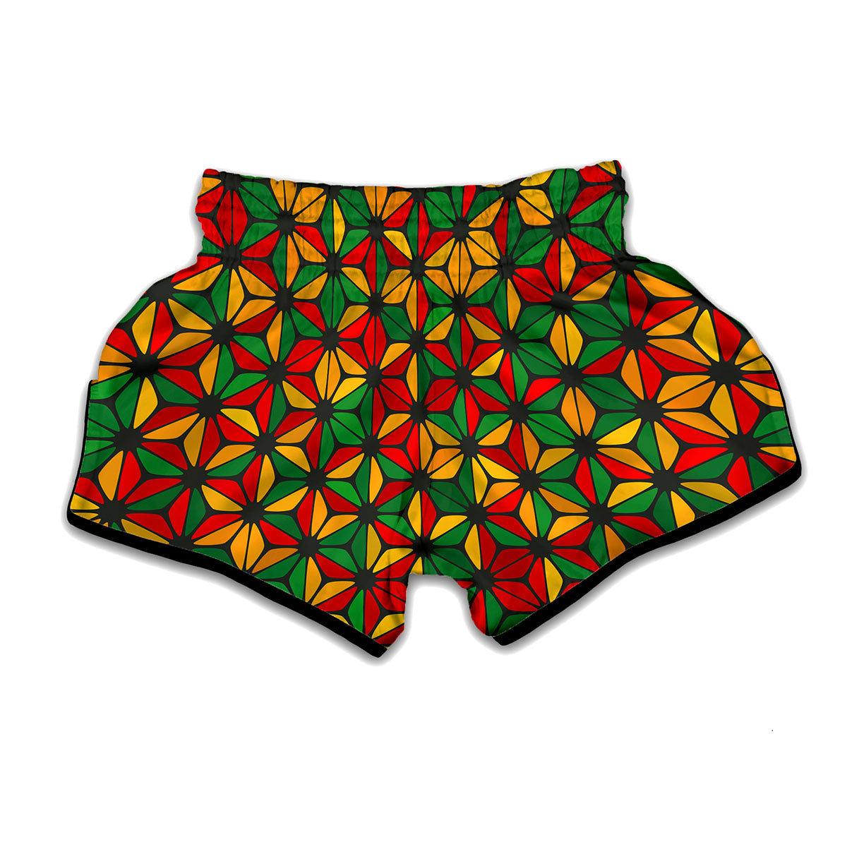 Geometric Reggae Pattern Print Muay Thai Boxing Shorts