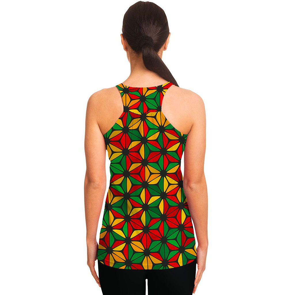 Geometric Reggae Pattern Print Women's Racerback Tank Top