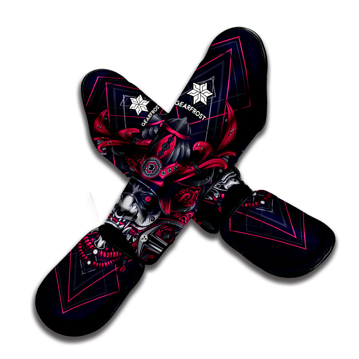 Geometric Samurai Mask Print Muay Thai Shin Guard