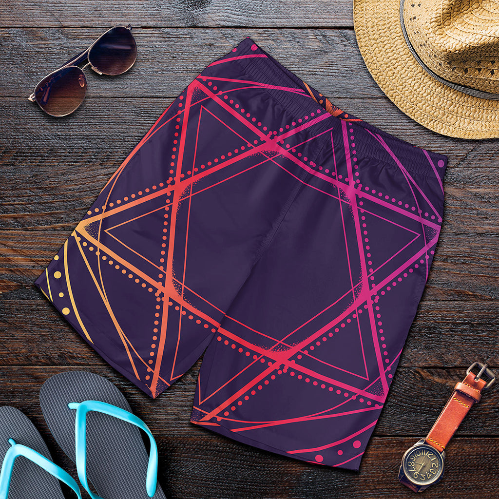 Geometric Star of David Print Men's Shorts