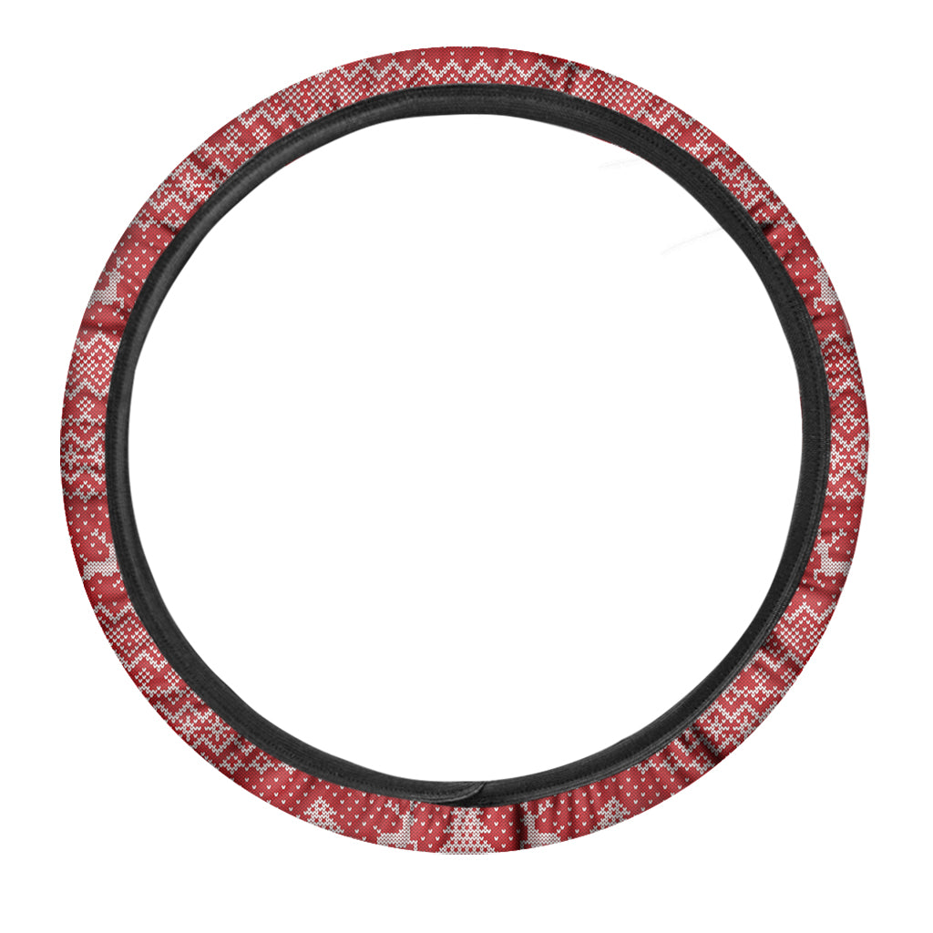 Geometric Xmas Knitted Pattern Print Car Steering Wheel Cover