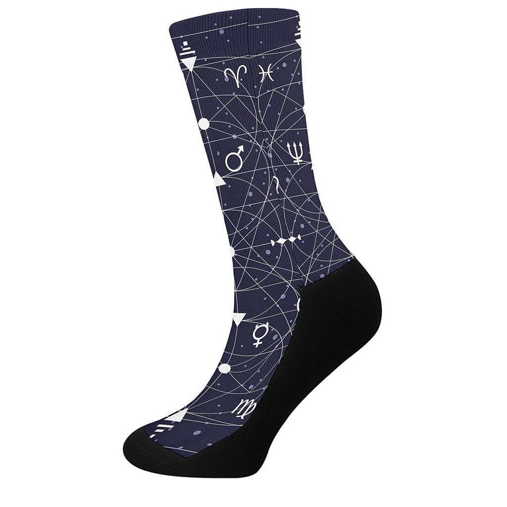 Geometric Zodiac Signs Print Crew Socks